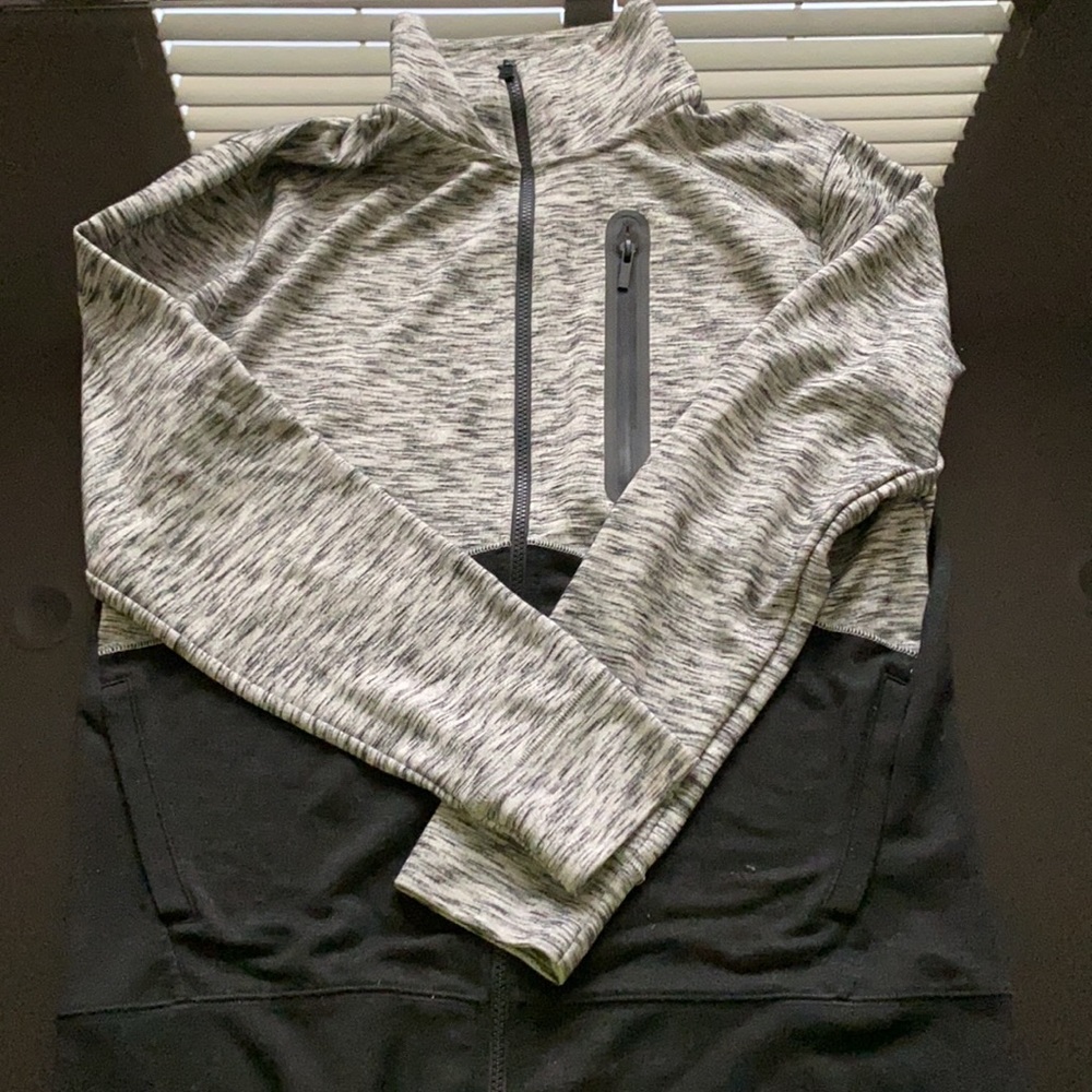 Express medium Marled mock neck tech zip jacket